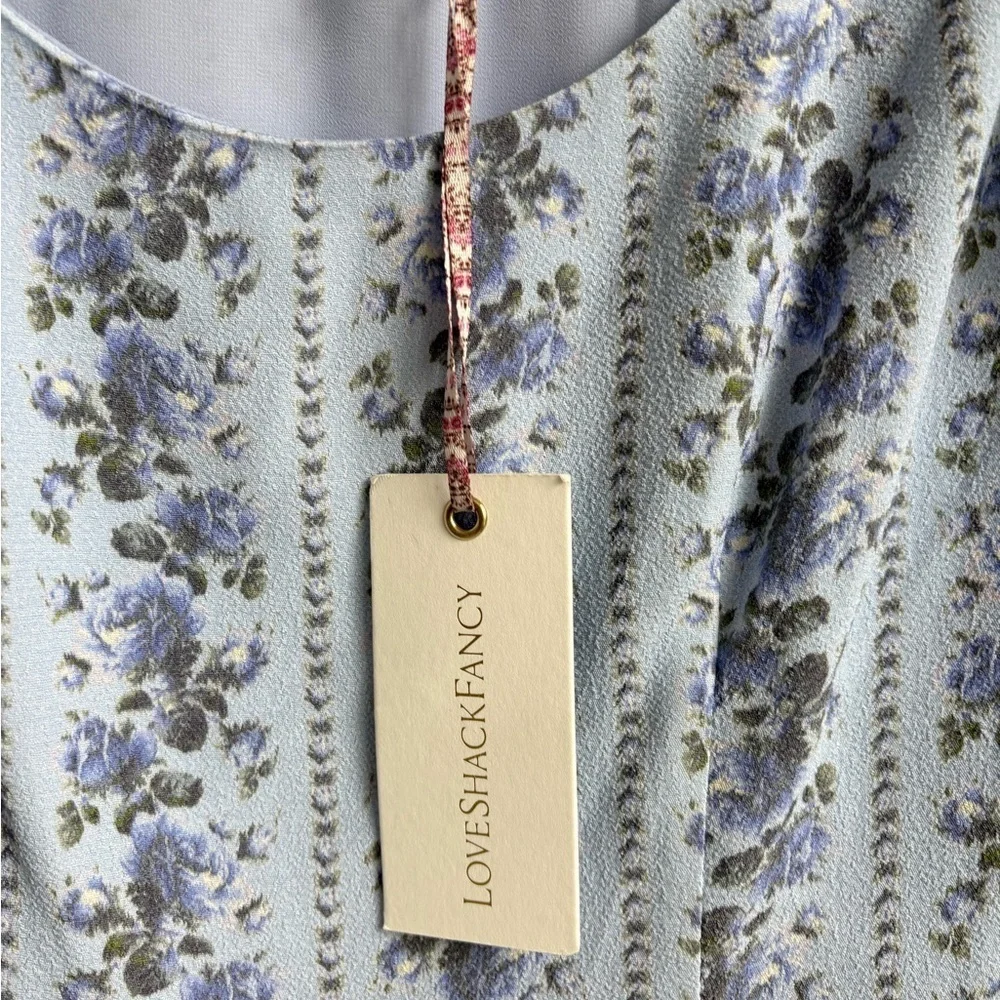 LoveShackFancy Solus Blue Floral Mini Dress Size 4 NEW!